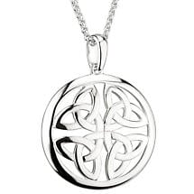Irish Necklace | Sterling Silver Trinity Knot Circle Celtic Pendant Product Image