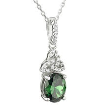 Alternate image for Irish Necklace | Sterling Silver Trinity Knot Green Crystal Celtic Pendant