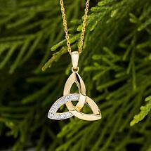 Alternate image for Irish Necklace | 10k Gold Trinity Knot Diamond Celtic Pendant