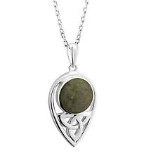Irish Necklace | Sterling Silver Connemara Marble Dome Trinity Knot Pendant Product Image