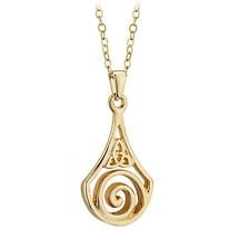 Alternate image for SALE | Irish Necklace | Gold Plated Trinity Knot Celtic Spiral Pendant