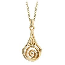 Alternate image for SALE | Irish Necklace | Gold Plated Trinity Knot Celtic Spiral Pendant
