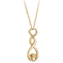 Irish Necklace | 9k Gold Celtic Twist Claddagh Pendant Product Image