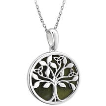 Alternate image for Irish Necklace | Sterling Silver Connemara Marble Trinity Trio Celtic Tree of Life Pendant