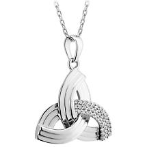 Irish Necklace | Sterling Silver Crystal Edge Trinity Knot Pendant Product Image