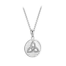 Irish Necklace | Sterling Silver Circle Crystal Celtic Trinity Knot Pendant Product Image