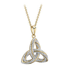 Irish Necklace | Vermeil Gold Overlay Silver Crystal Celtic Trinity Knot Pendant Product Image