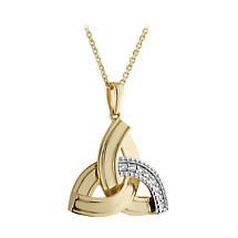 Alternate image for Irish Necklace | 14k Gold Diamond Celtic Trinity Knot Pendant