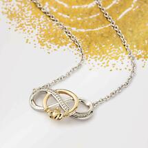 Alternate image for Irish Necklace | 10k Gold & Sterling Silver Diamond Infinity Claddagh Necklet