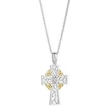 Alternate image for Irish Necklace | 10k Gold Trinity Knots Tree of Life Diamond Celtic Cross
