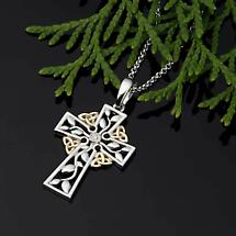 Alternate image for Irish Necklace | 10k Gold Trinity Knots Tree of Life Diamond Celtic Cross