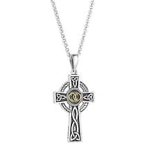 Irish Necklace | Sterling Silver Wedding Celtic Cross Pendant Small Product Image