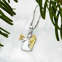 Alternate image for Irish Necklace | Sterling Silver Gold Plated Angel Trinity Knot Pendant