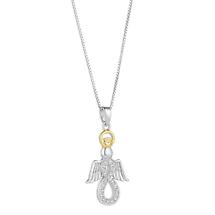Irish Necklace | Sterling Silver Gold Plated Angel Infinity Crystal Claddagh Pendant Product Image