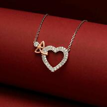 Alternate image for Irish Necklace | Sterling Silver Rose Gold Plated Trinity Knot Crystal Heart Pendant