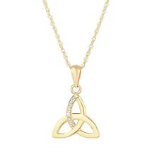 Irish Necklace | 10k Gold Crystal Trinity Knot Pendant Product Image
