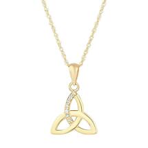 Irish Necklace | 10k Gold Crystal Trinity Knot Pendant Product Image