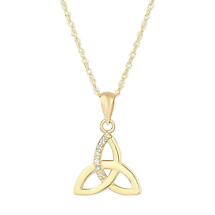 Alternate image for Irish Necklace | 10k Gold Crystal Trinity Knot Pendant