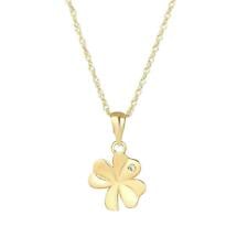 Irish Necklace | 10k Gold Crystal Shamrock Pendant Product Image