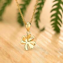 Alternate image for Irish Necklace | 10k Gold Crystal Shamrock Pendant