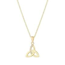 Alternate image for Irish Necklace | 9k Gold Cubic Zirconia Accent Trinity Knot Pendant