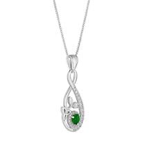 Irish Necklace | Sterling Silver Green Crystal Ornate Celtic Trinity Knot Pendant Product Image