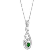 Irish Necklace | 14k Gold Diamond & Emerald Trinity Knot Celtic Pendant ...