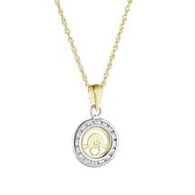 Irish Necklace | 10k Gold Small Circle Claddagh Pendant Product Image
