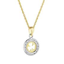 Alternate image for Irish Necklace | 10k Gold Small Circle Shamrock Pendant