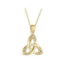 Alternate image for Irish Necklace | 9k Gold Cubic Zirconia Rubover Trinity Knot Pendant