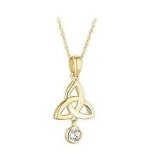Irish Necklace | 9k Gold Cubic Zirconia Floating Trinity Knot Pendant Product Image