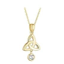 Alternate image for Irish Necklace | 9k Gold Cubic Zirconia Floating Trinity Knot Pendant