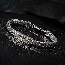 Alternate image for Mens Irish Jewelry | Heavy Sterling Silver Celtic Trinity Knot Bracelet