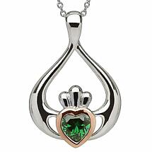Irish Necklace | Real Irish Gold & Sterling Silver Claddagh Pendant by House of Lor Product Image