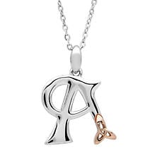 Irish Necklace | Celtic Initial Sterling Silver & Rose Gold Plated Trinity Knot Pendant Product Image