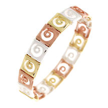 Irish Bracelet | Celtic Waves Manx Sea Three Tone Spiral Stretch Bracelet Product Image