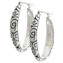 Irish Earrings | Celtic Waves Silvertone Spiral Hoop Earrings Product Image