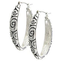 Irish Earrings | Celtic Waves Silvertone Spiral Hoop Earrings Product Image