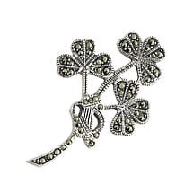 Alternate image for Sterling Silver Marcasite Shamrock Spray Brooch