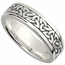 Irish Wedding Band -  Sterling Silver Ladies Celtic Trinity Knot Ring Product Image