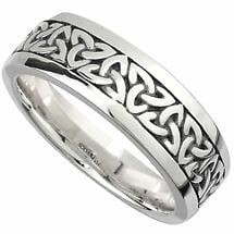 Irish Wedding Band -  Sterling Silver Mens Celtic Trinity Knot Ring Product Image