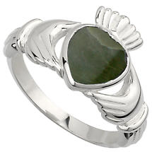 Alternate image for Claddagh Ring - Stering Silver Connemara Marble Heart Irish Claddagh Ring