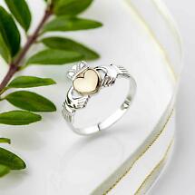 Alternate image for Claddagh Ring - Ladies Sterling Silver and 10k Gold Heart Claddagh Ring