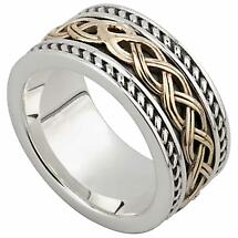 Celtic Ring - Men's Sterling Silver and 10k Gold Celtic Knot Band Product Image