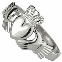 Claddagh Ring - Men's Sterling Silver Puffed Heart Claddagh Product Image