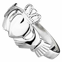 Claddagh Ring - Ladies 14k White Gold Puffed Heart Claddagh Ring Product Image