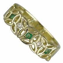 Alternate image for Trinity Knot Ring - Ladies 14k Gold Trinity Knot Diamond and Emerald Band