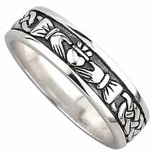 Claddagh Ring - Ladies Sterling Silver Celtic Claddagh Wedding Band Product Image