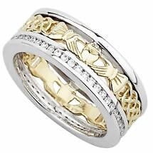 Claddagh Ring  - Ladies 14k Gold with Diamonds Claddagh Band Product Image