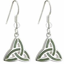 Celtic Earrings - Connemara Marble Trinity Knot Earrings Product Image